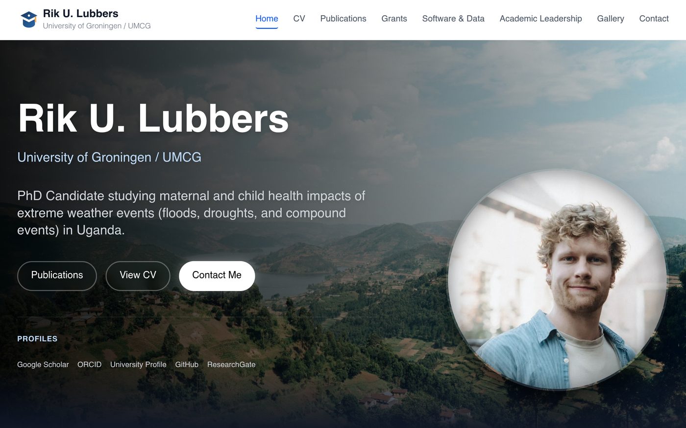 Screenshot of riklubbers.com: Rik Lubbers academic research platform